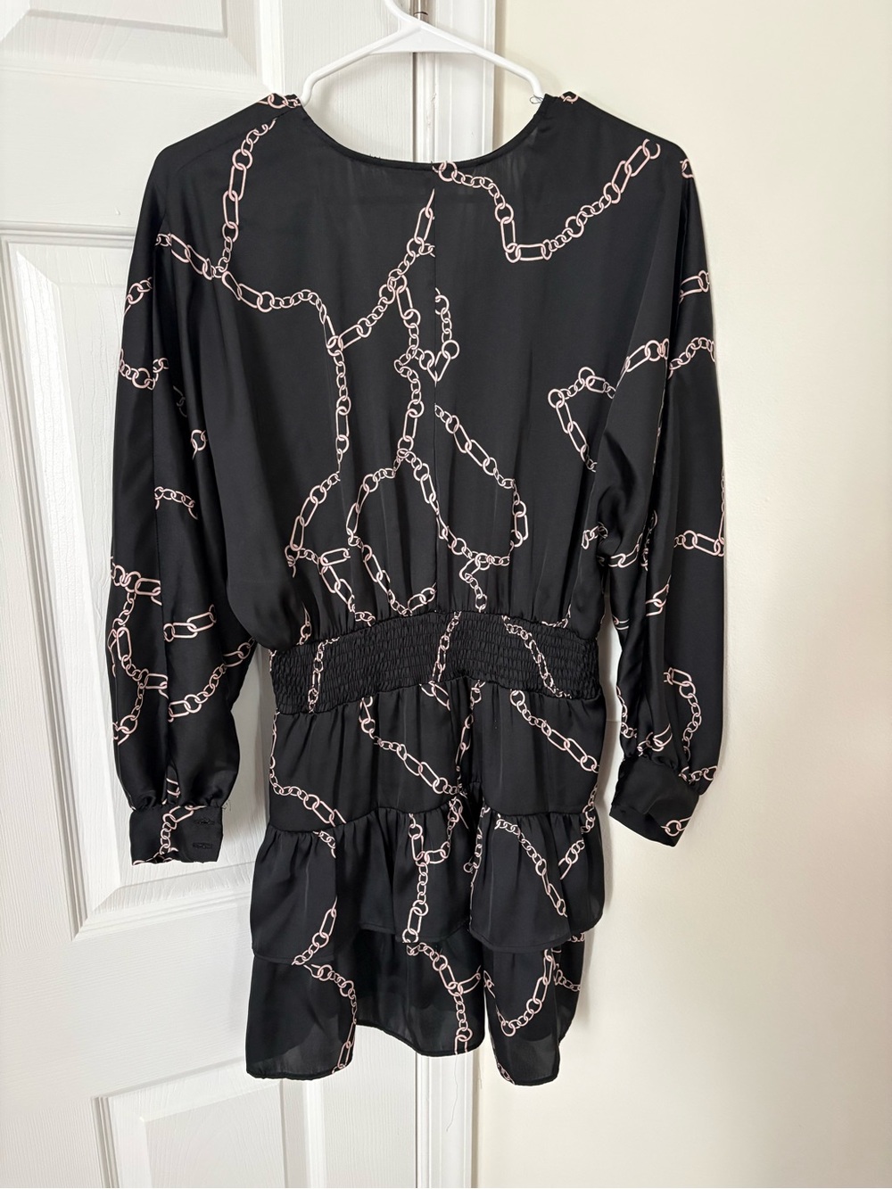 Zara Black Chain-Print Ruffle Mini Dress - Picture 3 of 4